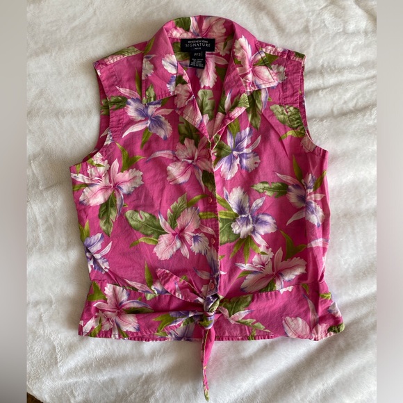 Vintage Floral Jones New York Sleeveless Top (S) - Picture 7 of 11
